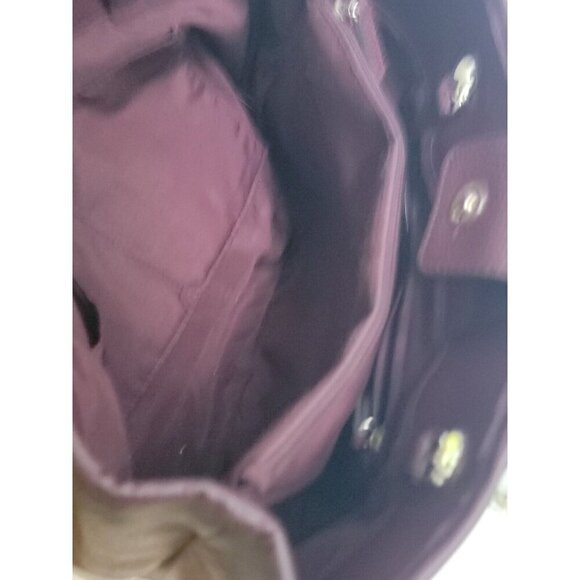 Liz Claiborne Signature Logo Handbag & Wallet Large Burgundy & Brown Purse Tote - Picture 11 of 16